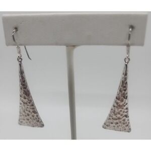 Vintage sterling silver 925 hammered finish MILOR Italy dangle triangle earrings